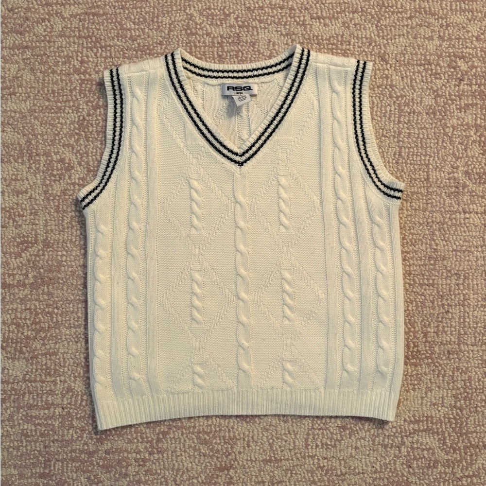 White Cable Knit Sweater Vest